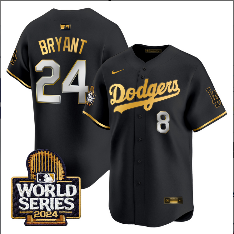 Men MLB Los Angeles Dodgers #24 Bryant black 2024 World Series Champions Patch Limited Jersey20241105